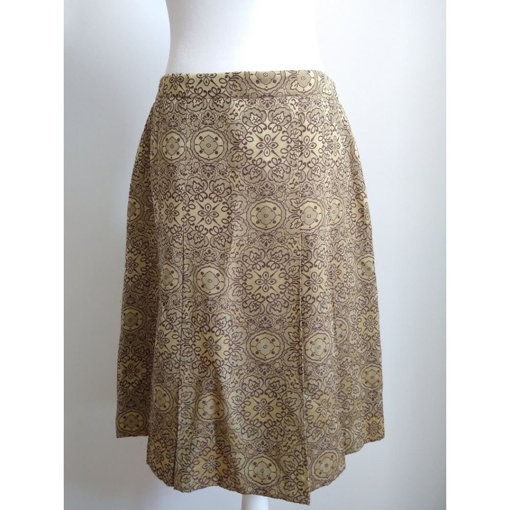 Oscar de la Renta Greenish Gold Jacquard Skirt 6